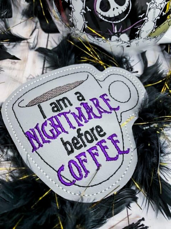 Nightmare before Coffee Coaster machine embroidery design DIGITAL DOWNLOAD Online Hot Sale