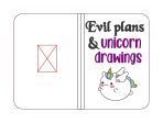 Evil plans & Unicorn drawings Notebook Cover (2 sizes available) machine embroidery design DIGITAL DOWNLOAD Hot on Sale