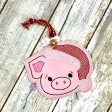 Piggy Santa Ornament 4x4 machine embroidery design DIGITAL DOWNLOAD Supply