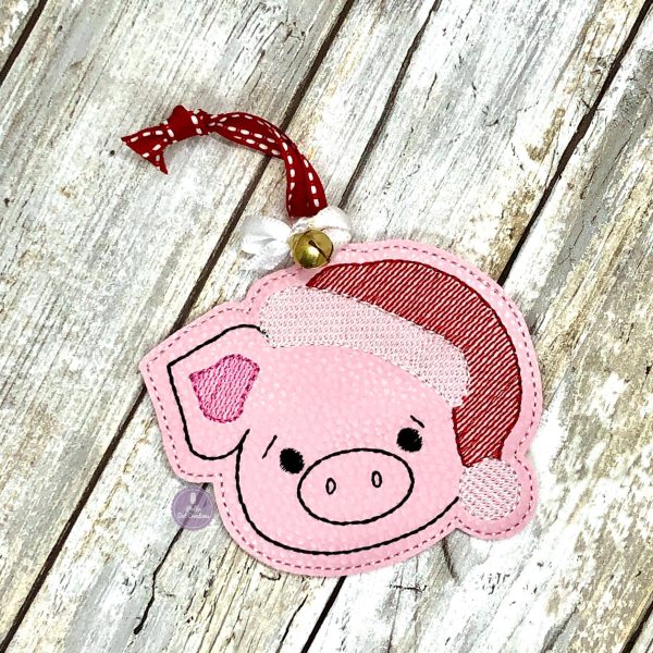 Piggy Santa Ornament 4x4 machine embroidery design DIGITAL DOWNLOAD Supply