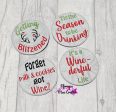 Wine Christmas Coaster Set of 4 machine embroidery designs DIGITAL DOWNLOAD Fashion