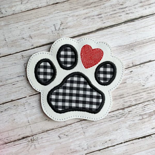 Paw Applique Set (includes coaster & bookmark bag tag ornament designs) machine embroidery design DIGITAL DOWNLOAD Online