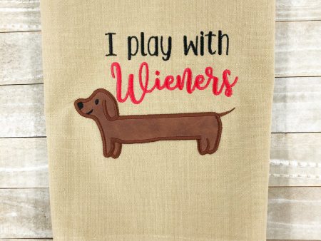 I play with wieners applique machine embroidery design (4 sizes included) DIGITAL DOWNLOAD Supply