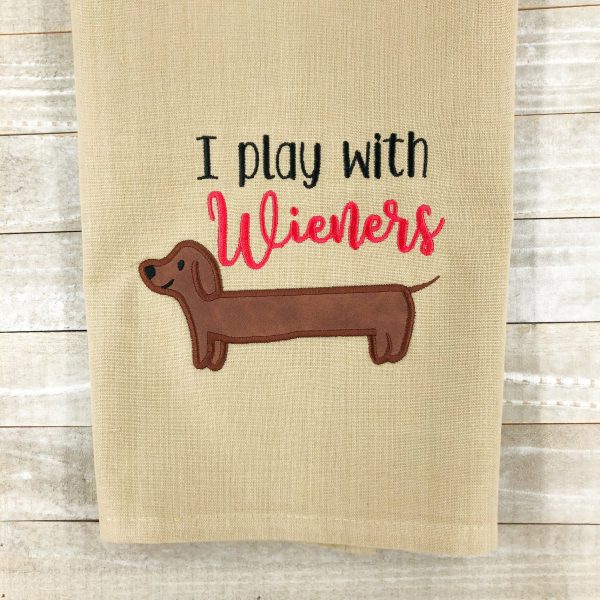 I play with wieners applique machine embroidery design (4 sizes included) DIGITAL DOWNLOAD Supply