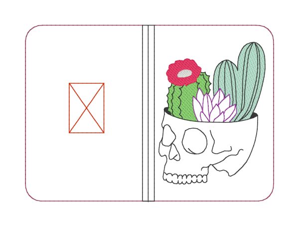 Cactus Skull Sketchy Notebook Cover (2 sizes available) machine embroidery design DIGITAL DOWNLOAD Supply