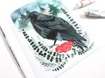 Crow with Roses Art Print (8  x 10 ) Cheap