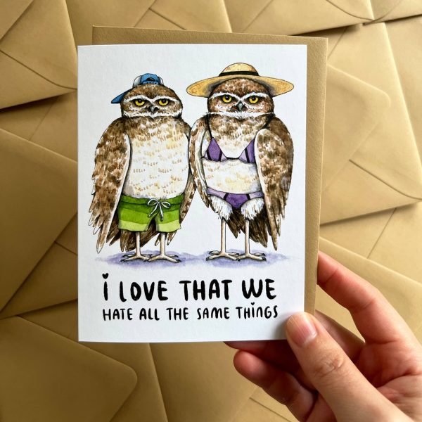 Love That We Hate All The Same Things Owls Love Card For Discount