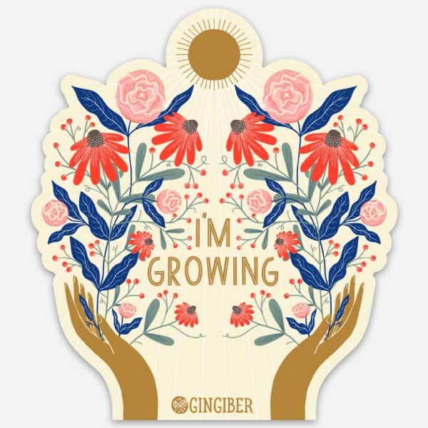 I m Growing (flowers and hands) Sticker For Discount