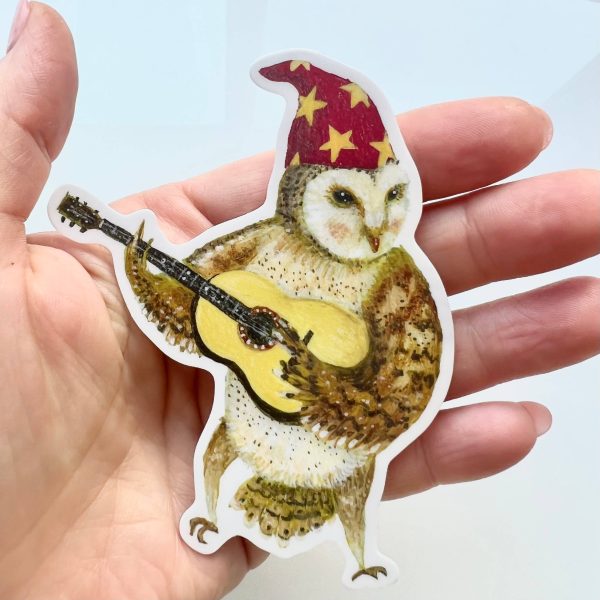 Guitar Owl Vinyl Sticker For Cheap