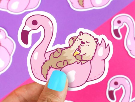 Otter Flamingo Float Summer Pool Party Sticker For Discount