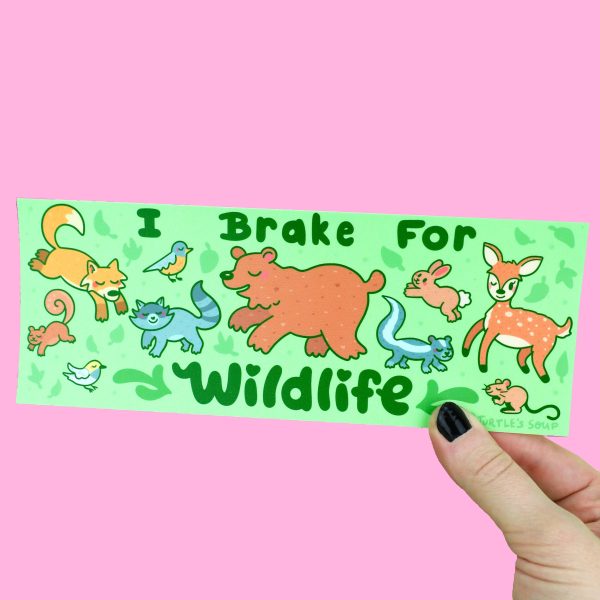 I Brake For Wildlife Forest Vinyl Bumper Sticker Online now