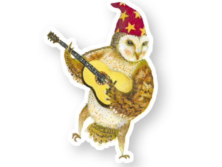 Guitar Owl Vinyl Sticker For Cheap