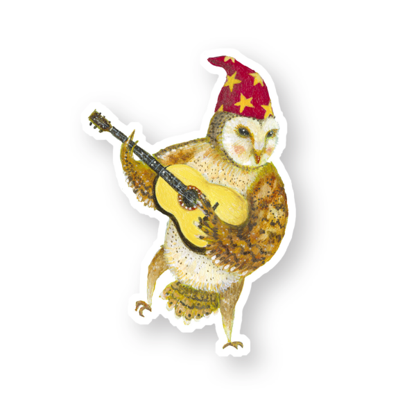 Guitar Owl Vinyl Sticker For Cheap