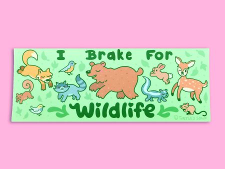 I Brake For Wildlife Forest Vinyl Bumper Sticker Online now