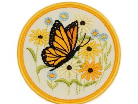 Wildflowers & Monarch Butterfly Circle Patch Sale