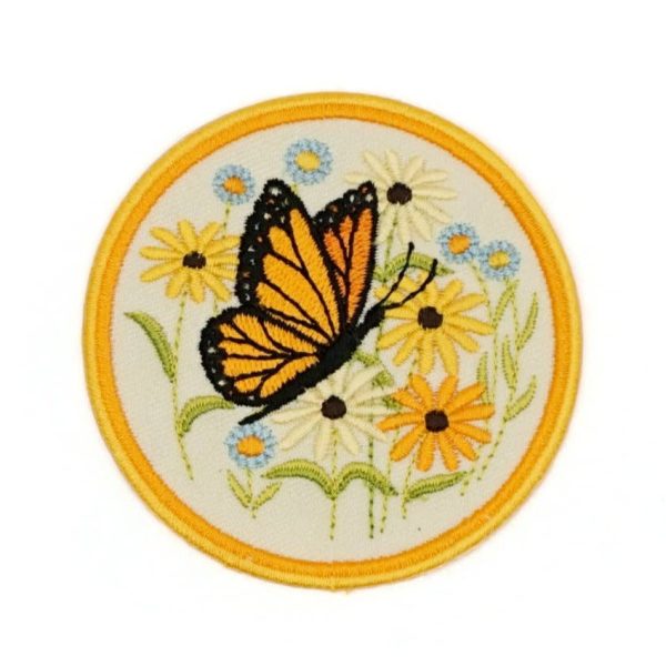 Wildflowers & Monarch Butterfly Circle Patch Sale