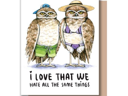 Love That We Hate All The Same Things Owls Love Card For Discount