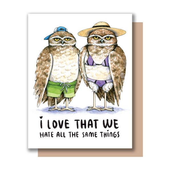 Love That We Hate All The Same Things Owls Love Card For Discount