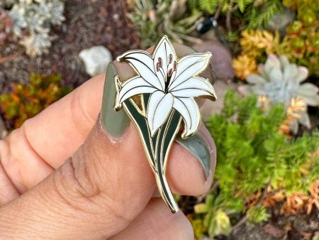 White Lily Enamel Pin Fashion