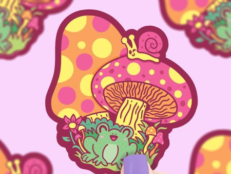 Mushroom House Cute Snail & Toad Sticker Cheap