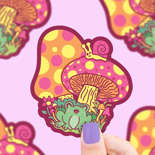 Mushroom House Cute Snail & Toad Sticker Cheap