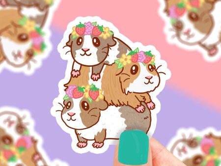 Flower Crown Guinea Pigs Sticker on Sale