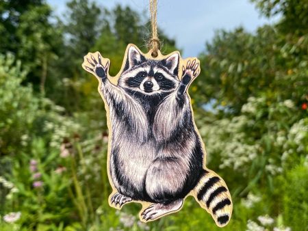 Raccoon Wood Print Ornament on Sale