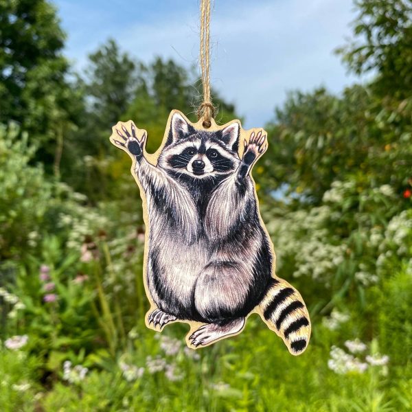 Raccoon Wood Print Ornament on Sale